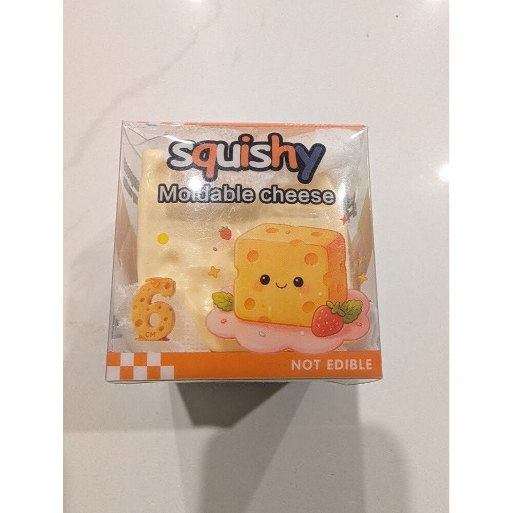 Eva Dou Viral Yellow Moldable Cheese Squishy Stress Relief Fidget Toy 6cm